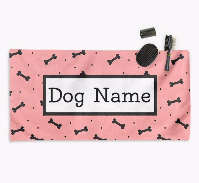 'Bone Pattern' Personalised Dog Towel for your {breedCommonName}